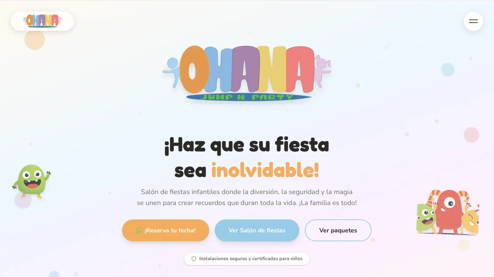 Sitio web de Ohana Jump n Party — Salón de fiestas infantiles en Monterrey, Nuevo León